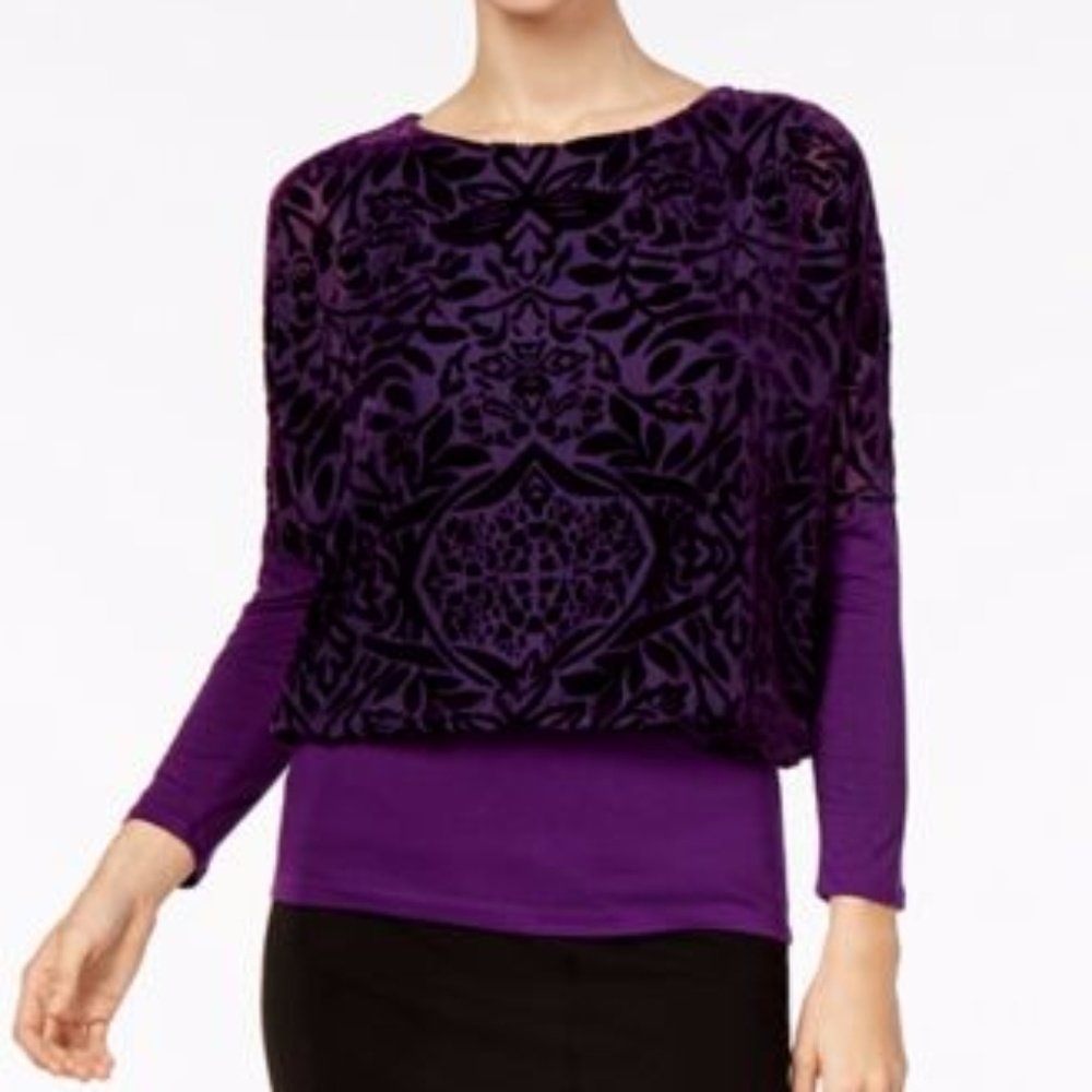 Joseph A Mixed-Media Flocked Top Grape Royale XL